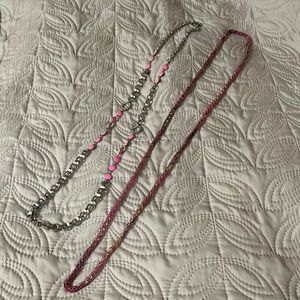 Two long pink necklaces